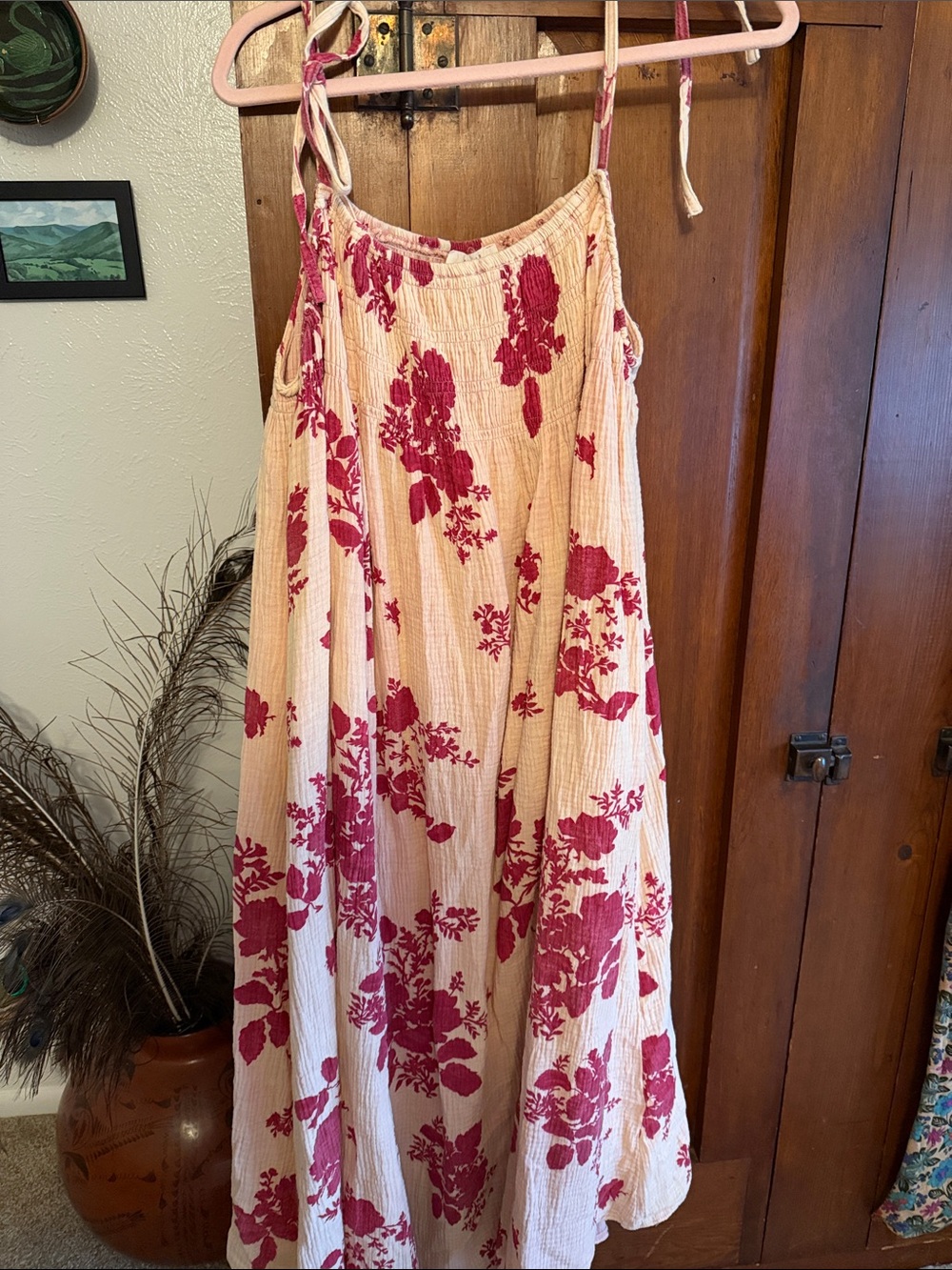 Oli & Hali Cream Maxi Dress with Pink Floral Print